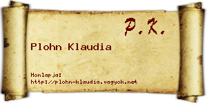 Plohn Klaudia névjegykártya